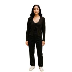 Vintage Y2K Axcess by Liz Claiborne Brown Tie Front Cardigan Sweater Size L